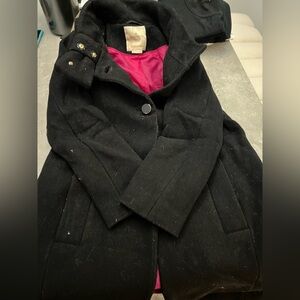 Kate Spade New York Black Wool Blend Short Coat with Bow Size 10